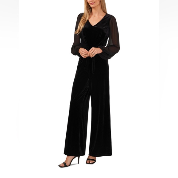 CeCe Pants - CeCe Black Velvet Jumpsuit